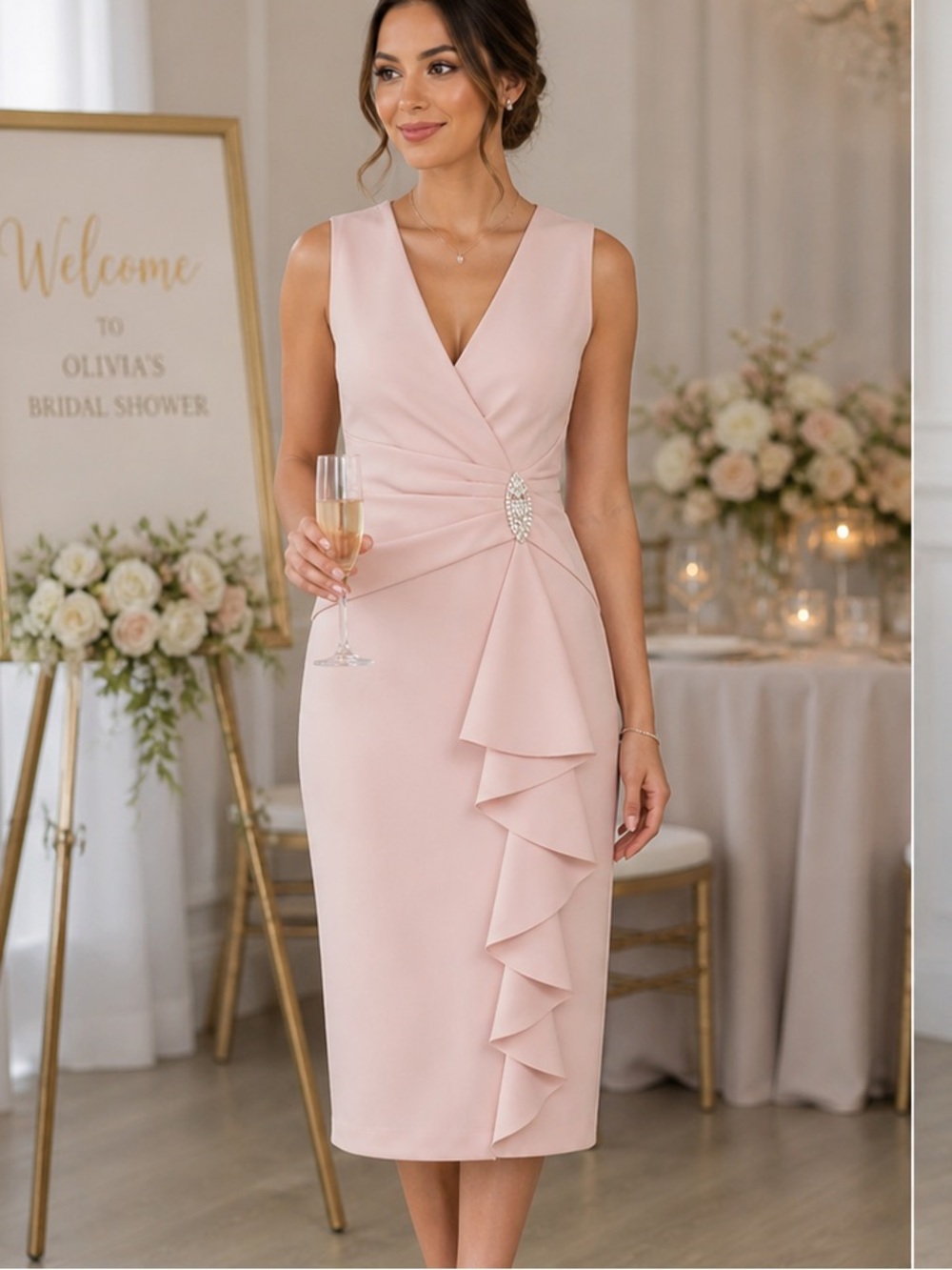 Exquisite Jessica Howard Blush Evening Dress
